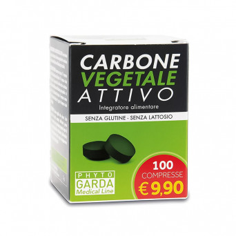 Activated vegetable carbon 100 tablets food supplement that helps reduce excessive flatulence