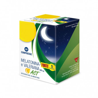 Melatonina Act 1 mg + valeriana + 5 forte complex 60 compresse integratore alimentare di melatonina e valeriana