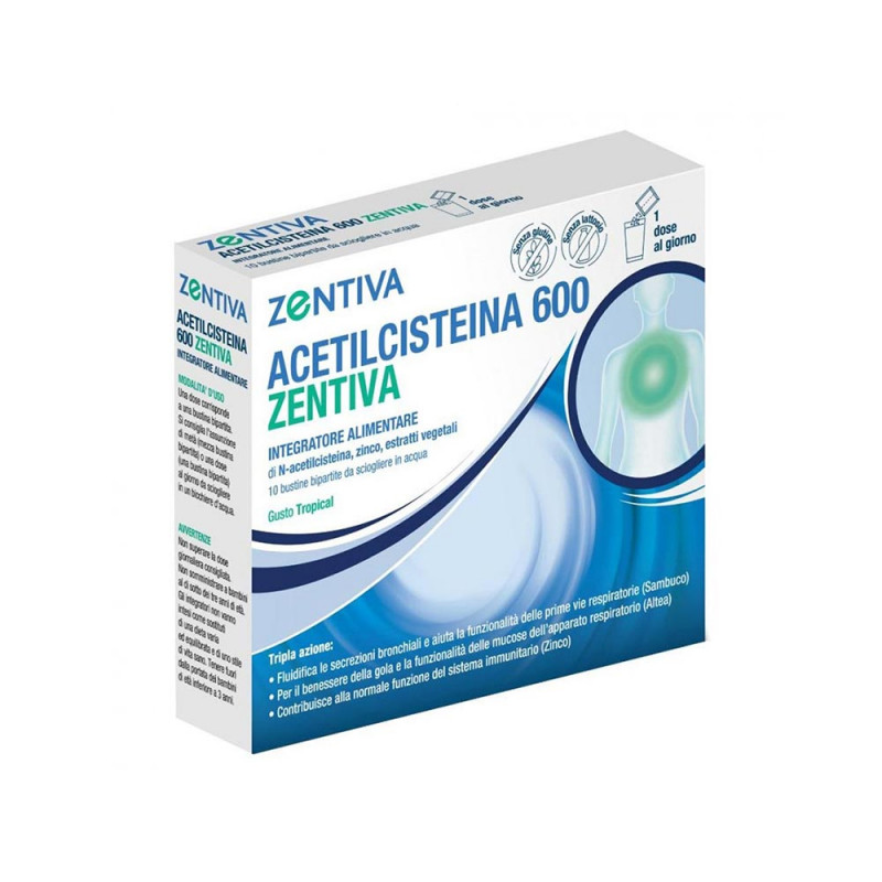 Acetilcisteina 600 integratore alimentare 10 bustine Zentiva