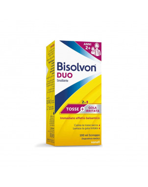 Bisolvon Duo Emollient 100 ml Sirup lindert trockenen Husten und lindert gereizte Kehlen