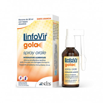 Linfovir throat oral spray 30 ml Food supplement useful for promoting the fluidity of bronchial secretions