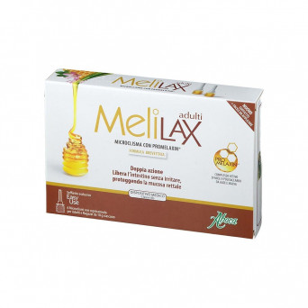 Melilax adulti 6 microclismi doppia azione, libera l'intestino senza irritare, proteggendo la mucosa rettale.