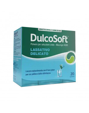 DulcoSoft powder oral solution 20 sachets Macrogol 4000 Relieves constipation, softens hard stools.