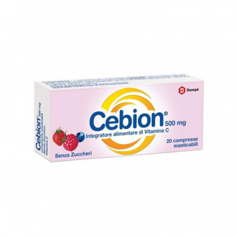 Cebion 500 mg sin azúcar 20 comprimidos masticables Complemento alimenticio de vitamina C