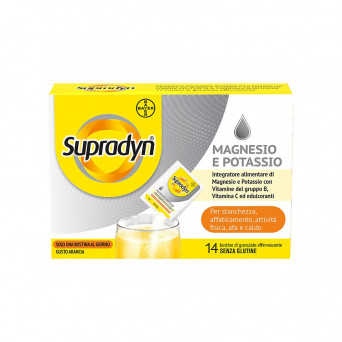 Supradyn magnésium et potassium 14 sachets Pour la fatigue, l'épuisement, l'activité physique, l'échauffement et la chaleur