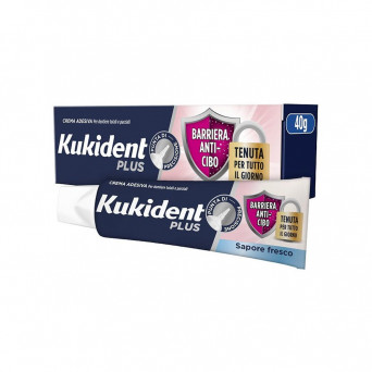 Kukident Plus crema adhesiva barrera antialimentaria 40 g Para prótesis dentales totales y parciales