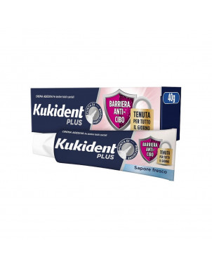 Kukident Plus crema adhesiva barrera antialimentaria 40 g Para prótesis dentales totales y parciales