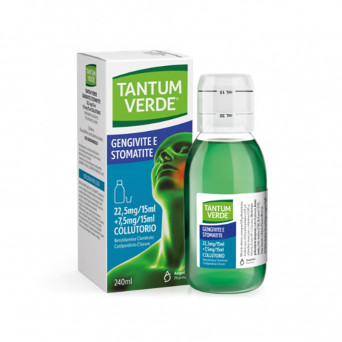 Tantum verde bocca bain de bouche 240 ml Indiqué dans les irritations de la bouche et des gencives