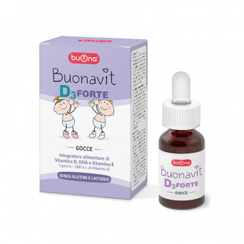 Buonavit D3 forte 12 ml Complemento alimenticio de vitamina D, DHA y vitamina E para niños