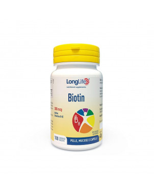 Longlife biotin 100 compresse integratore alimentare di biotina indicato per la pelle, mucose e capelli.