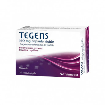 Tegens 160 mg 20 hard capsules indicated in case of venous insufficiency capillary fragility