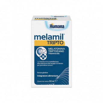 Melamil Tripto 30 ml Humana Melatonin contributes to reducing the time required to fall asleep