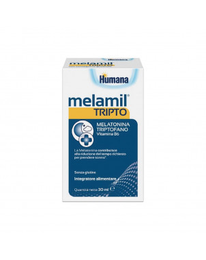 Melamil Tripto 30 ml Humana Melatonin contributes to reducing the time required to fall asleep