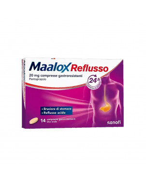 Maalox reflusso 20 mg 14 compresse bruciore di stomaco, reflusso acido.