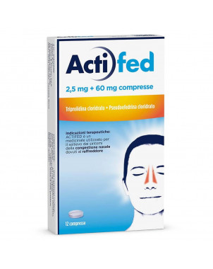 Actifed 2,5 mg + 60 mg 12 compresse decongestionante della mucosa nasale, specie in caso di raffreddore.