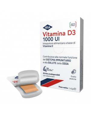 IBSA Vitamina D3 1000 U contribuye al funcionamiento normal del sistema inmunitario y a la salud de los huesos.