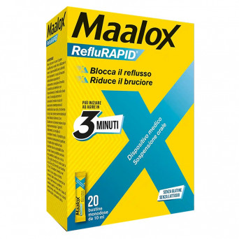 Maalox reflurapid 20 bustine Blocca il reflusso gastrico, riduce il bruciore