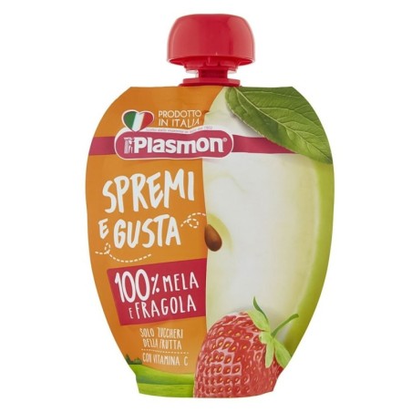 Plasmon
Spremi, gusta e riciclami
100% mela fragola con vitamina C
solo zuccheri della frutta
Confezione da 100 ml