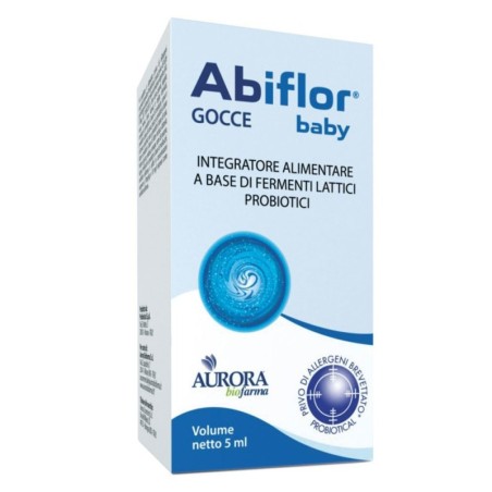 Abiflor
gocce baby
Integratore alimentare a  base di fermenti lattici probiotici
Flaconcino da 5 ml con tappo contagocce