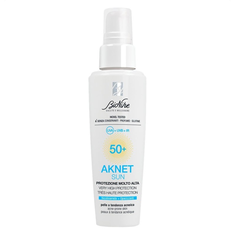 Bionike Aknet sun protezione molto alta SPF 50+ Flacone dispenser da 50 ml