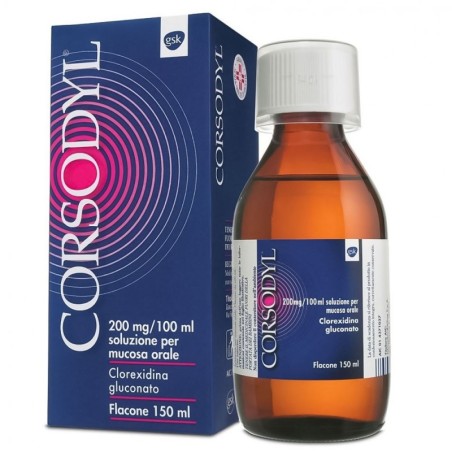 Corsodyl
200 mg/100 ml  soluzione per mucosa orale
clorexidina gluconato
Flacone da 150 ml